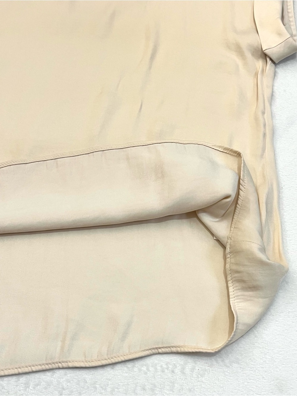 Nine West Short Sleeve Shirt Cream Colored Rolled Cuff Women’s Top Size Medium - Picture 11 of 16
